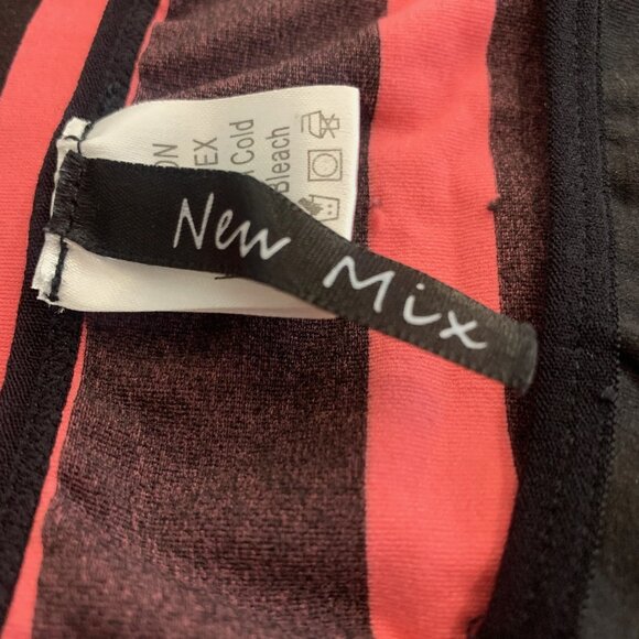 NEW MIX WOMEN'S PINK/BLACK STRIPED STRETCH BODYCON DRESS SIZE OS (ONE SIZE) - Picture 6 of 8